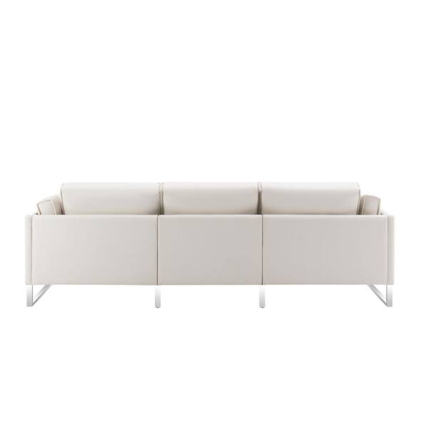 Morden Fort 103 in. W Leather Sectional Sofa and Matching Footrest in. White YH-7302