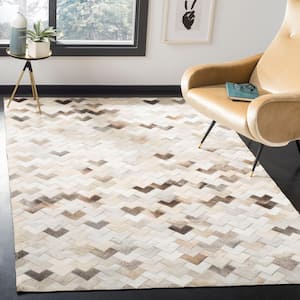 Studio Leather Gray Doormat 3 ft. x 5 ft. Distress Geometric Area Rug