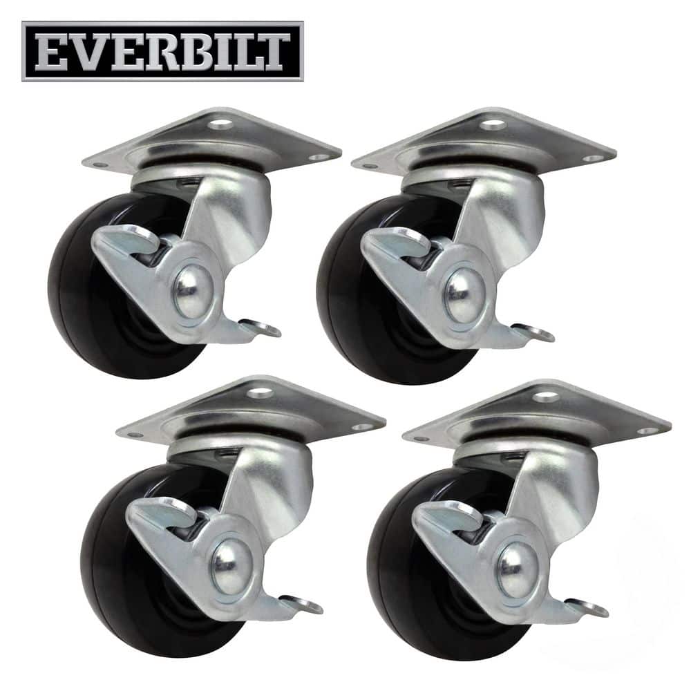 2 in. Black Soft Rubber and Steel Swivel Plate Casters with Locking Brake and 90 lbs. Load Rating 4 Pack price history on PriceWatchPro