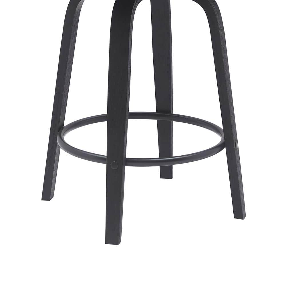 Diana 30" Gray Faux Leather Swivel Bar Stool with Black Wood Frame