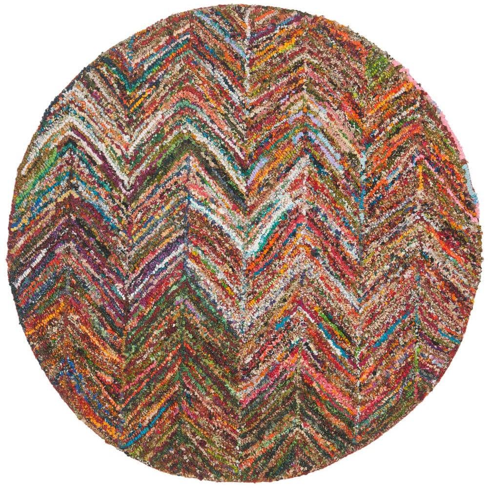 Safavieh Nantucket Red/Blue/Multi 8 ft. x 8 ft. Round Area Rug-NAN141B-8R - The Home Depot