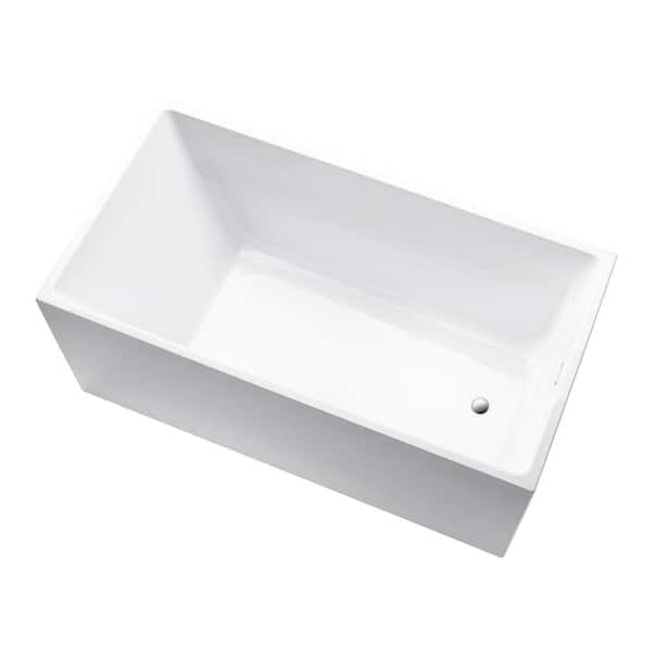 Vanity Art Vannes 47 in. x 29 in. Acrylic Freestanding Soaking Bathtub with Right Drain in White/Integrated Overflow