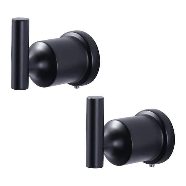 AVITAS 2-Piece Wall-Mounted Round J-Hook Bathroom Robe/Towel Hook Stainless Steel in Matte Black