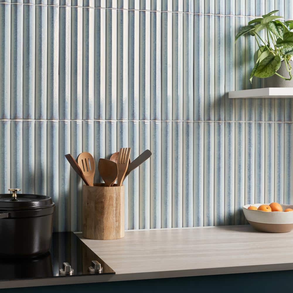 Apex Iris White 5" x 16" 3D Polished Porcelain Wall Tile