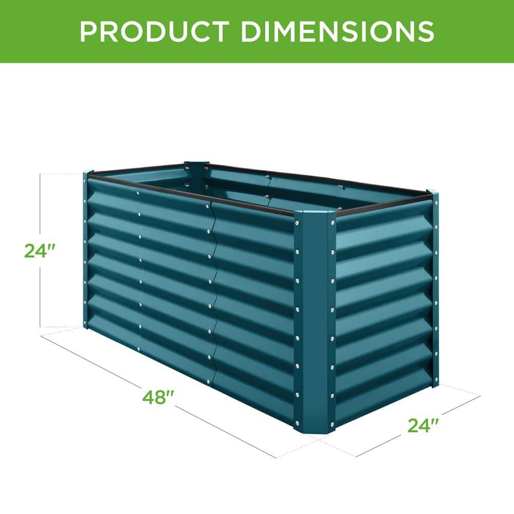 Peacock Blue 4x2x2ft Outdoor Metal Raised Garden Bed Planter Box