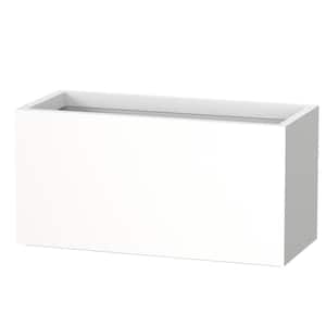 Modern 12 in. H Large Tall Crisp White Concrete Elongated Square Outdoor Planter Plant Pots