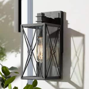Black Outdoor Wall Lantern 1-Light Modern Sandy Black Outdoor Garage/Patio Lights Wall Lighting with Clear Glass Panels