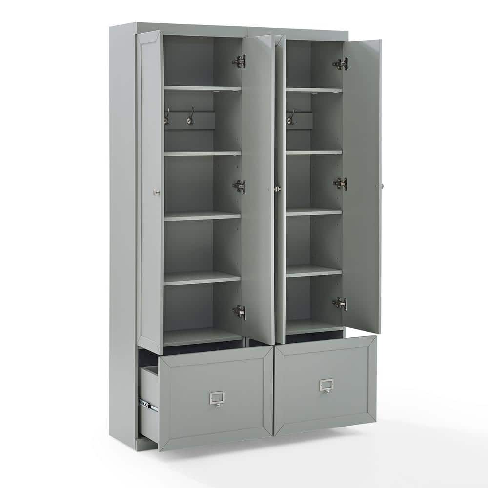 Gray Freestanding 2-Piece Entryway Set with Adjustable Shelving