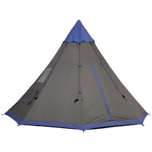 Large 6-Person Metal Teepee Camping Tent with Weather Protection, Portable Design, and Included Carrying Bag