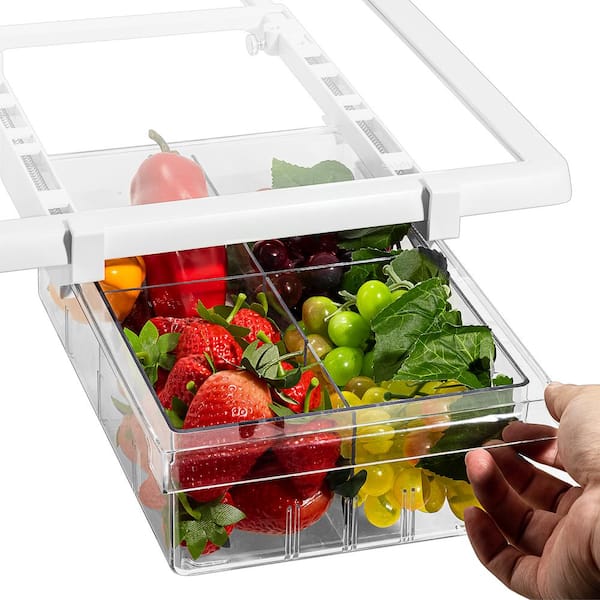 Twowood Fruit Vegetable Organizer Tray Freezer Fridge Drawer Pantry Clear  Storage Rack
