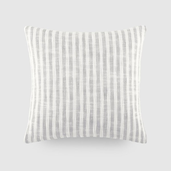 Becky Cameron Yarn-Dyed Cotton 20 in. x 20 in. Decor Throw Pillow in Gray Bengal Stripe
