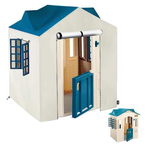 Outdoor Playhouse Cover, All Weather Protective Cover for Kids Playhouse, Full-Fitting with Door and Window, 43" W x