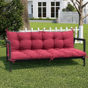 61 in. x 19.7 in. Rectangular Outdoor Bench/Swing Cushion with Backrest in Red