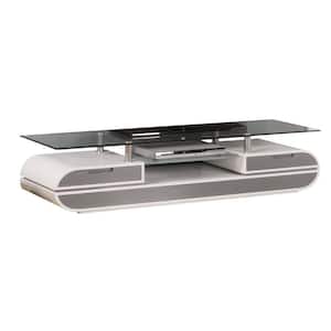 63 in. Gray and White Wood TV Stand Fits TVs up to 65 Inch in. with 2 Drawer