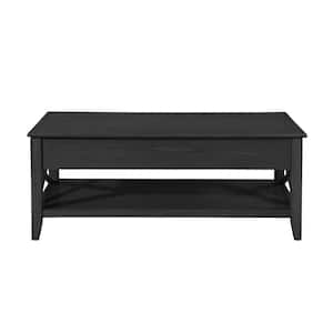 Decatur 48 in. Black Rectangle Wood Coffee Table with Lift Top