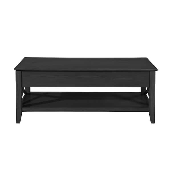 Noble House Decatur 48 in. Black Rectangle Wood Coffee Table with Lift Top