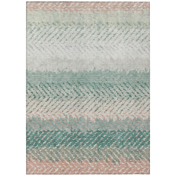 Chantille Machine Washable Indoor/Outdoor Abstract ACN2740 Turquoise 8 ft. x 10 ft. Area Rug