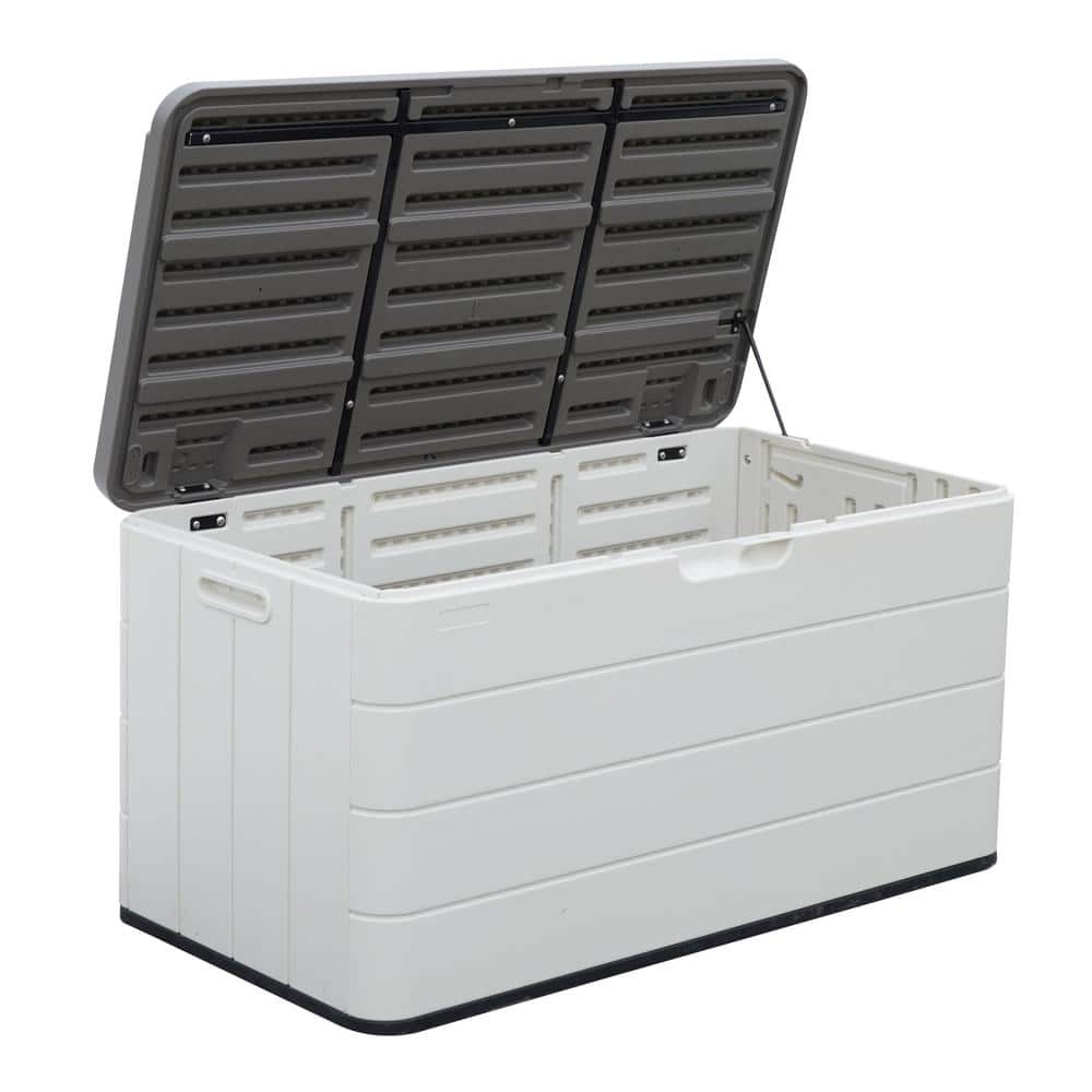 46'' White and Gray Lockable HDPE Outdoor Storage Cabinet
