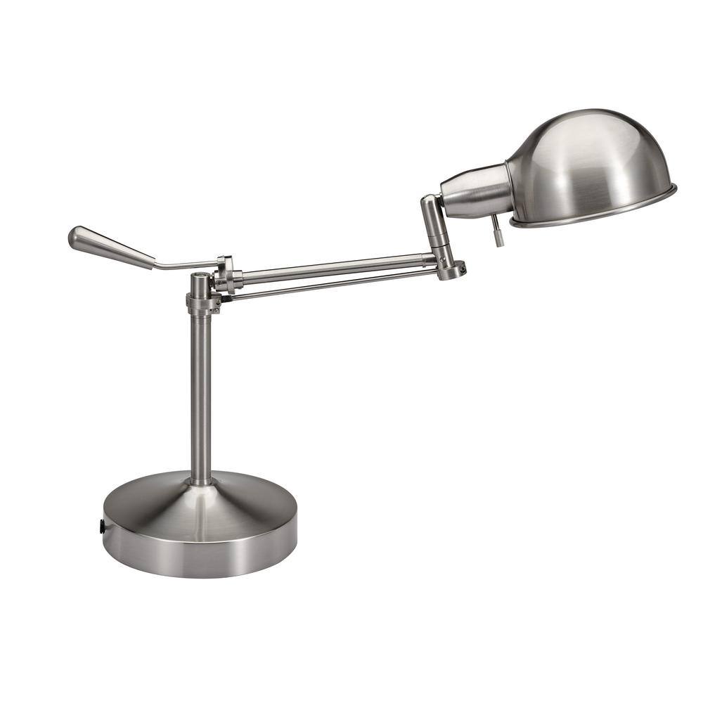 Adjustable Silver Metal Pharmacy Desk Lamp, 24" Height