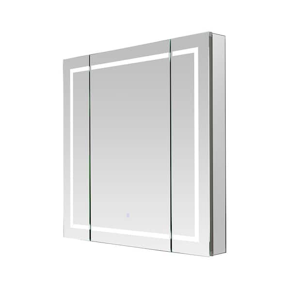 Aquadom Royale Plus 36 in. W x 36 in. H Rectangular Medicine Cabinet with Mirror, Tri-View Door, LED Lighting, Mirror Defogger