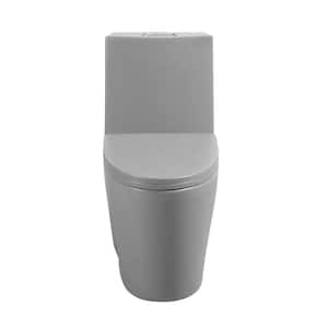 1.1/1.6 GPF Dual Tornado Flush One-piece Toilet in Matte Light Gray with UF Soft Closing Seat Cover