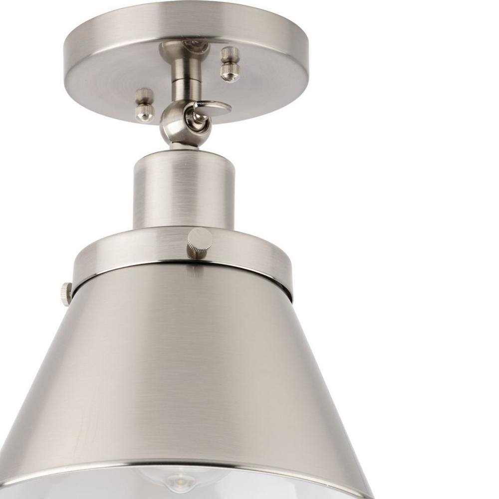 Hinton Brushed Nickel 1-Light Semi-Flush Mount Ceiling Light