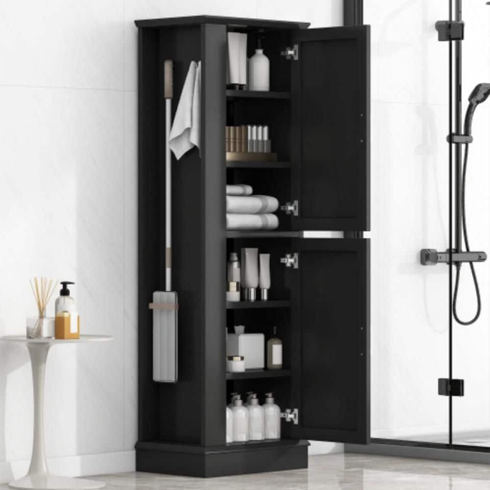 21 in. W x 14 in. D x 68 in. H Black Freestanding Slim Linen Cabinet, Storage Cabinet with Hook and Adjustable Shelf price history on PriceWatchPro