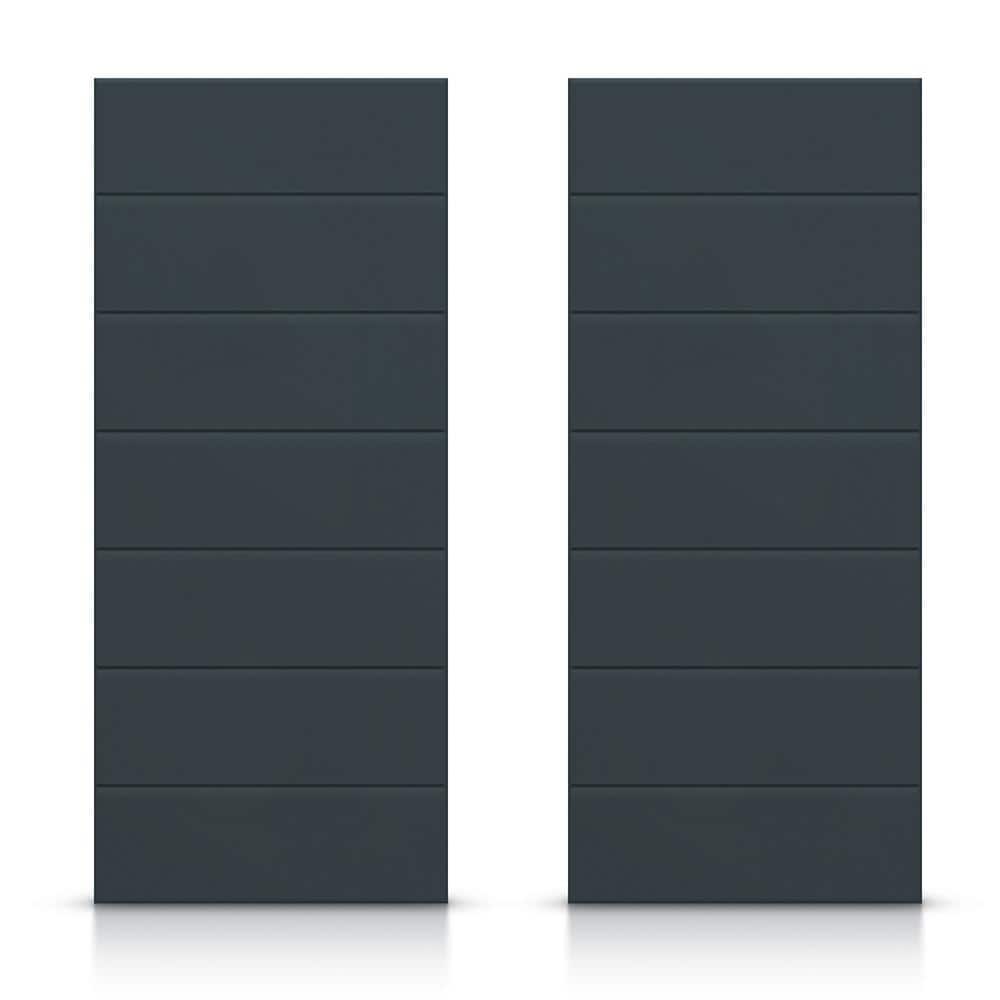 CALHOME 72 in. x 80 in. Hollow Core Charcoal Gray Stained Composite MDF Interior Double Closet Sliding Doors