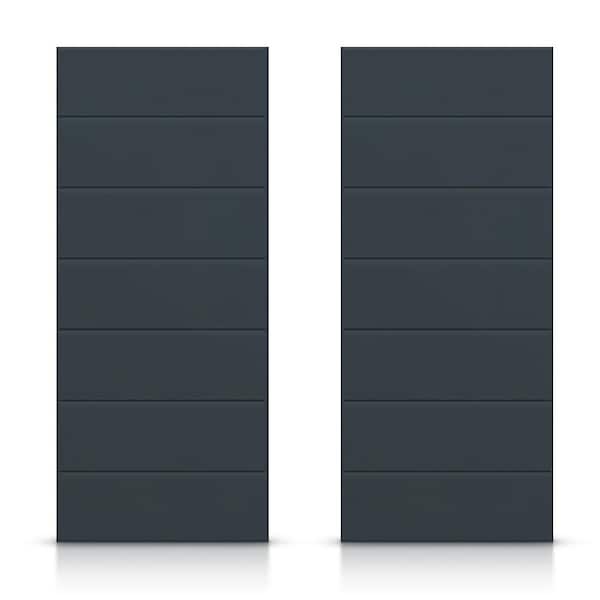 CALHOME 72 in. x 84 in. Hollow Core Charcoal Gray Stained Composite MDF Interior Double Closet Sliding Doors