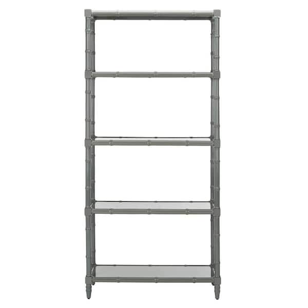 SAFAVIEH Ebo 78 in. Gray Bamboo 4-shelf Bookcase
