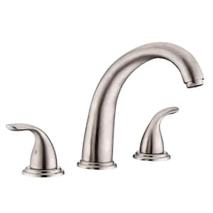 Traditional 2-Handle Tub Deck Mount Roman Tub Faucet with Corrosion Resistant in. Brushed Nickel