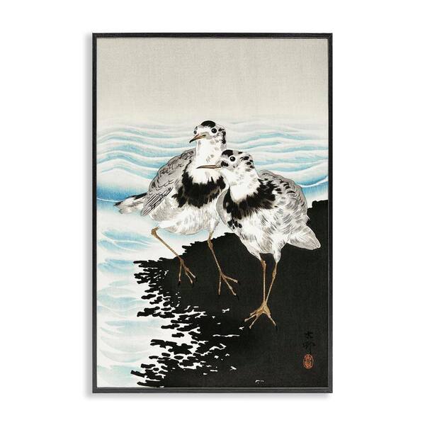 Stupell Industries Classic Beach Birds by Ohara Koson Black Framed Animal Giclee Art Print 18 in. x 12 in.