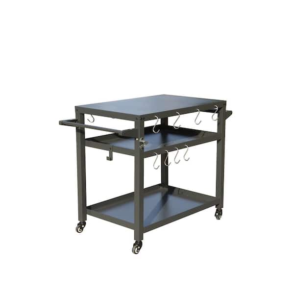Unbranded Outdoor Grill Cart with Wheels, Pizza Oven and Food Prep Table, Blackstone Table with Stainless Steel Tabletop for BBQ