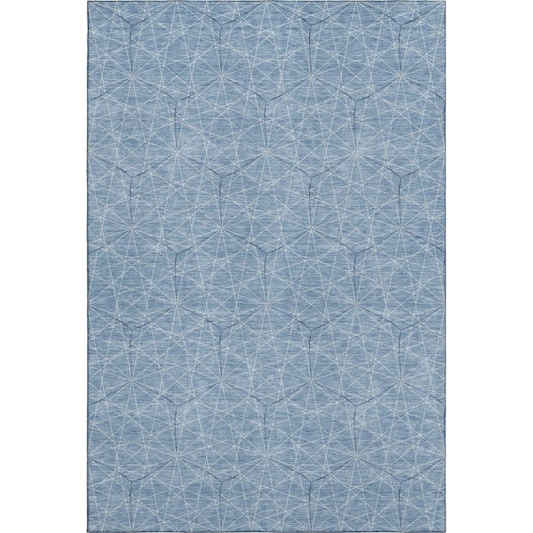 Mayfield Premium Machine Washable Abstract AMF987 Denim 5 ft. x 7 ft. 6 in. Area Rug