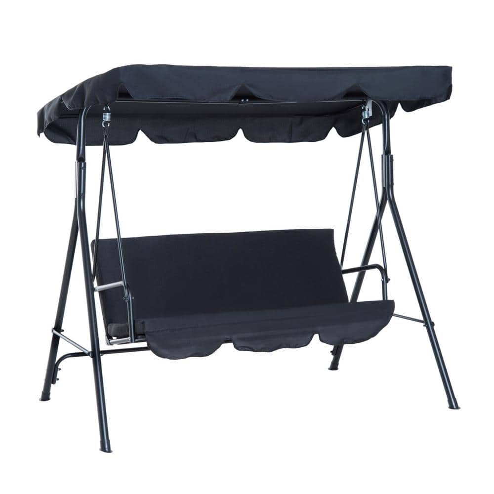 68 in.W x 43 in.D x 60 in.H 3-Person Metal Patio Swing with Black Cushions price history on PriceWatchPro