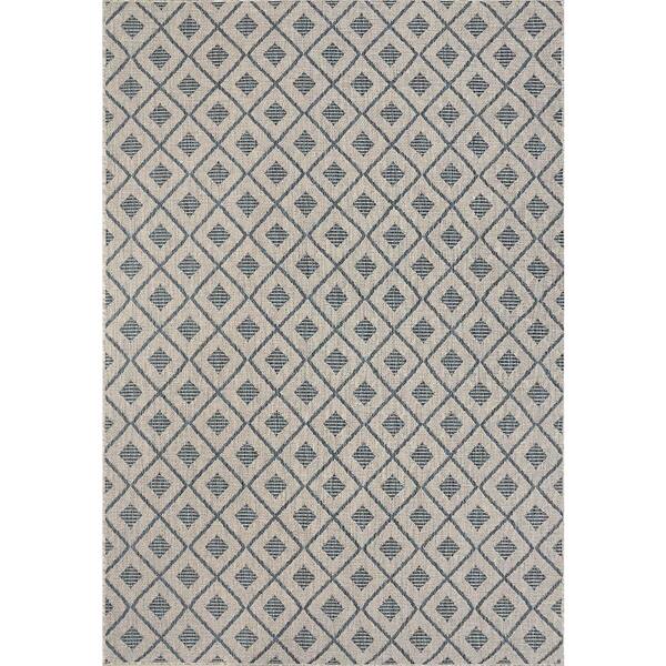 Dynamic Rugs Melissa 5 ft. 3 in. X 7 ft. Grey/Blue Geometric Indoor/Outdoor Area Rug
