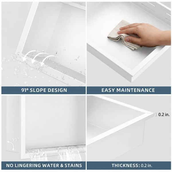 14 in. W x 12 in. H x 4 in. D Waterproof Recessed Shower Niche Storage Shelf in White, No Tile Needed