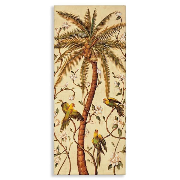Stupell Industries Parrots and Curvy Palm Tree by Rodolfo Jimenez Unframed Nature Graphic Art Print 24 in. x 10 in.