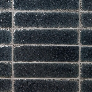 Magma Stone Black Brick 3 in. x 12 in. 19mm Glazed Subway Tile (4.11 sq. ft. / box, 17 pieces per set)