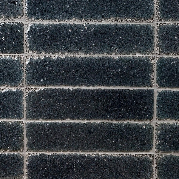 Magma Stone Black Brick 3 in. x 12 in. 19mm Glazed Subway Tile (4.11 sq. ft. / box, 17 pieces per set)