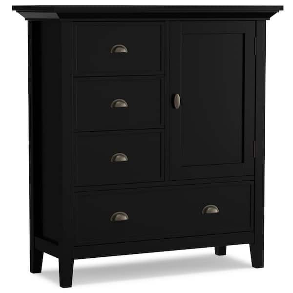 Simpli Home Redmond Solid Wood 39 in. Wide Transitional Medium Storage Cabinet in Black