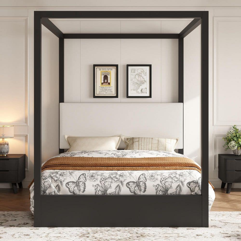 CHRISTOPHER KNIGHT HOME Circa Black Wood Frame Queen Size Canopy ...