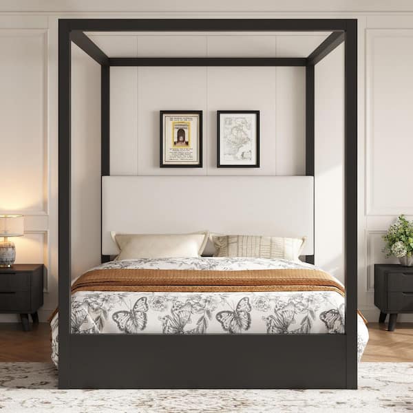 CHRISTOPHER KNIGHT HOME Circa Black Wood Frame Queen Size Canopy ...