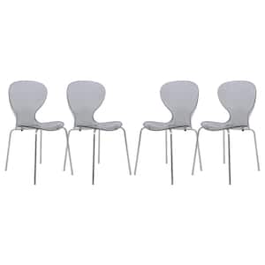 Oyster Transparent Black Modern Plastic and Chrome Side Chair Set of 4