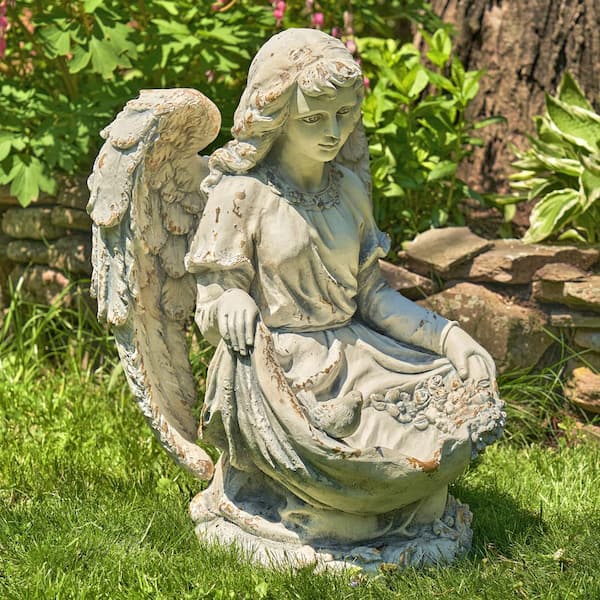 Tall Sitting Angel Child Garden Statue, Wayfair Outdoor Bird Statues