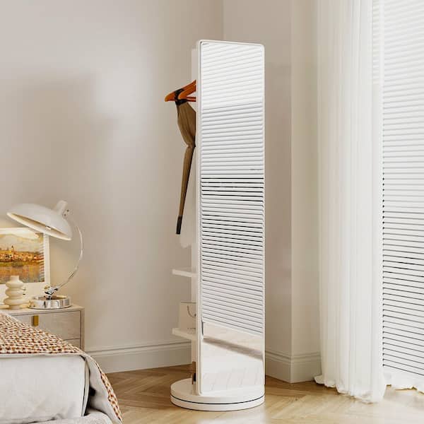 White 17.7 in.W x 65.7 in.H Rectangle Rubber Wood Full Length Mirror
