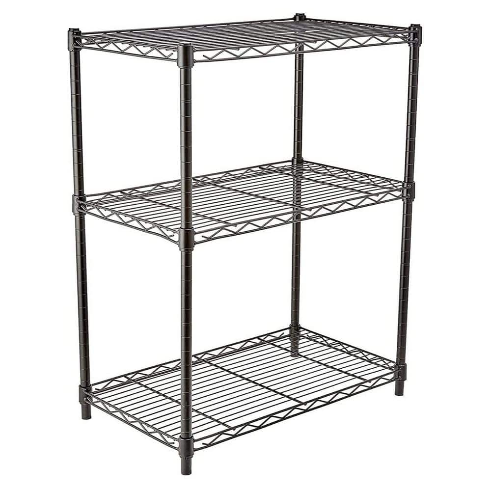 Black 3-Tier Adjustable Metal Garage Storage Shelving Unit (23.3 in. W x 30