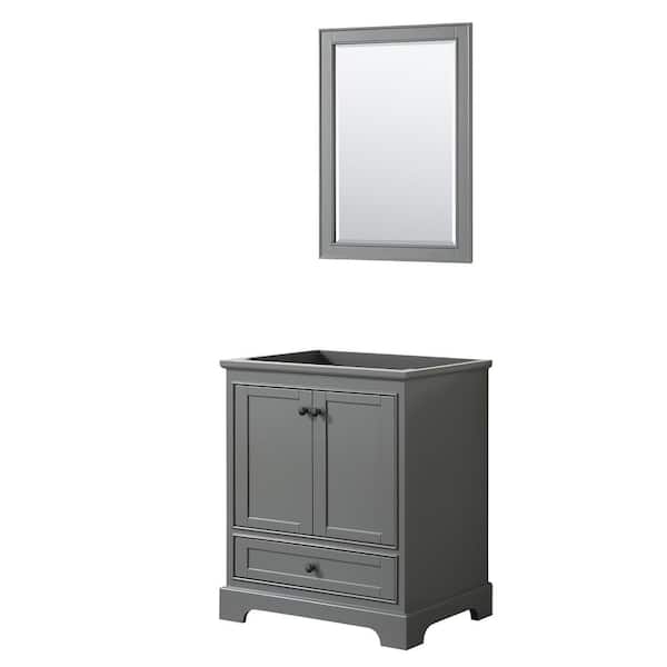 Wyndham Collection Deborah 29.25 in. W x 21.5 in. D x 34.25 in. H Single Bath Vanity Cabinet without Top in Dark Gray with 24 in. Mirror