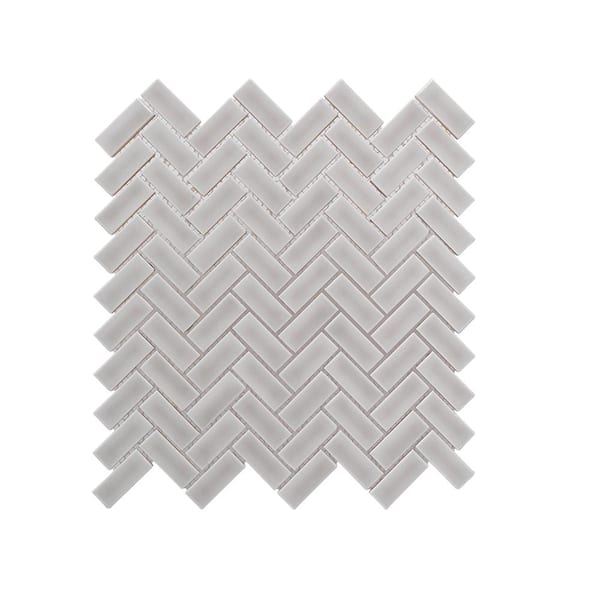 Jeffrey Court Weather Grey Herringbone 10.25 in. x 11 in. Glossy Ceramic Mosaic Tile (0.783 sq. ft./Each)