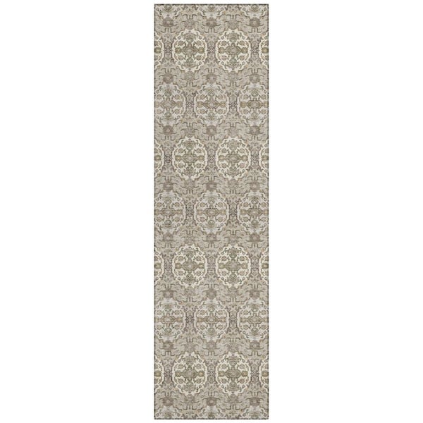 Chantille Machine Washable Indoor/Outdoor Abstract ACN2918 Beige 2 ft. x 7 ft. Runner Rug
